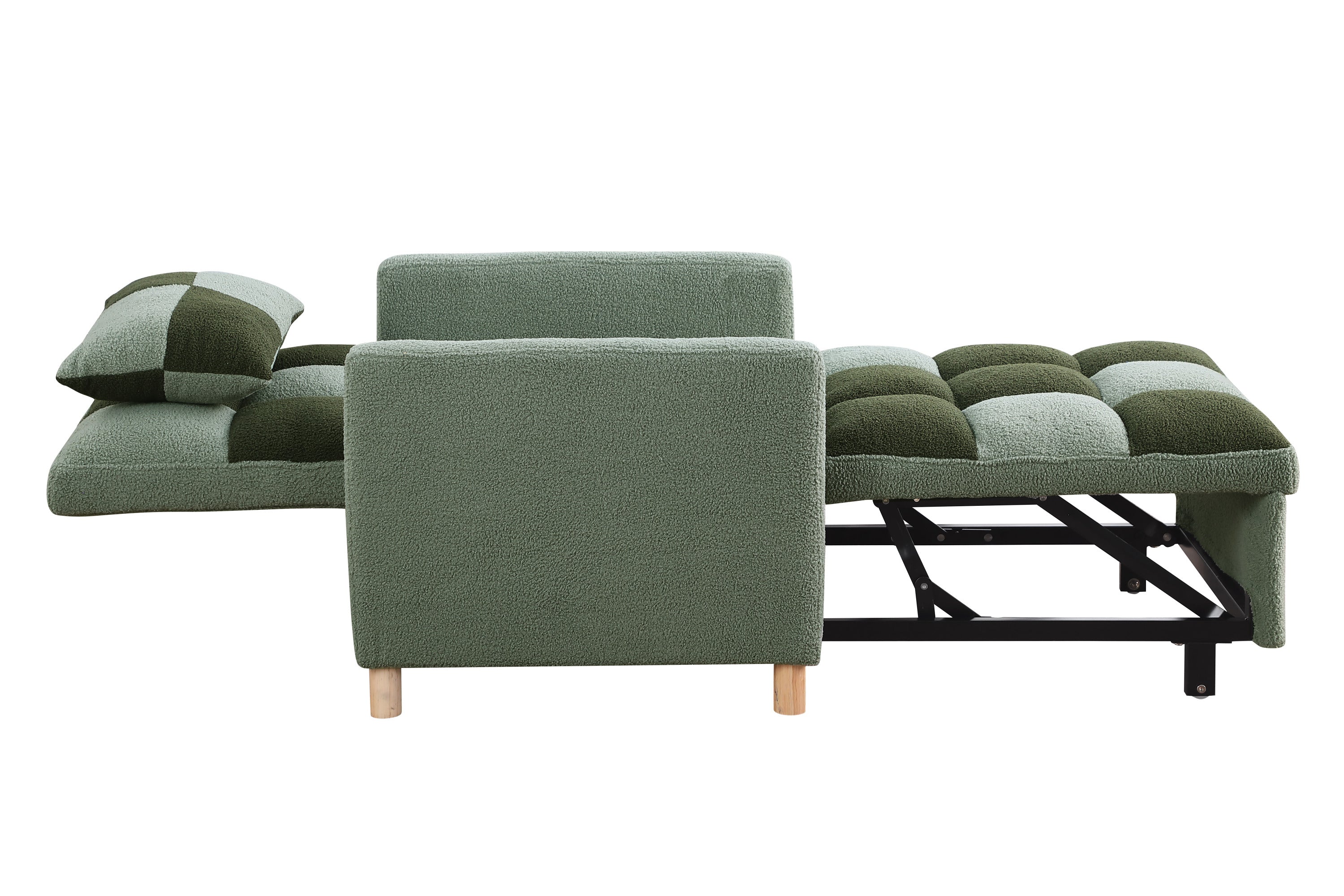 Convertible Sleeper Sofa Chair Bed, Adjustable Chair with Pillow, Multi-Functional Sleeper Chair with Soft Teddy Fabric for Living Room, Dorm, Apartment, Bedroom or Office - Grand Goldman Shop
