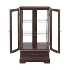 Glass Cabinet Lighted Glass Cabinet Curio Display Cabinet with Adjustable Glass Shelves 2 Doors and 1 drawer Cabinet Bulb Included Cherry - Grand Goldman Shop
