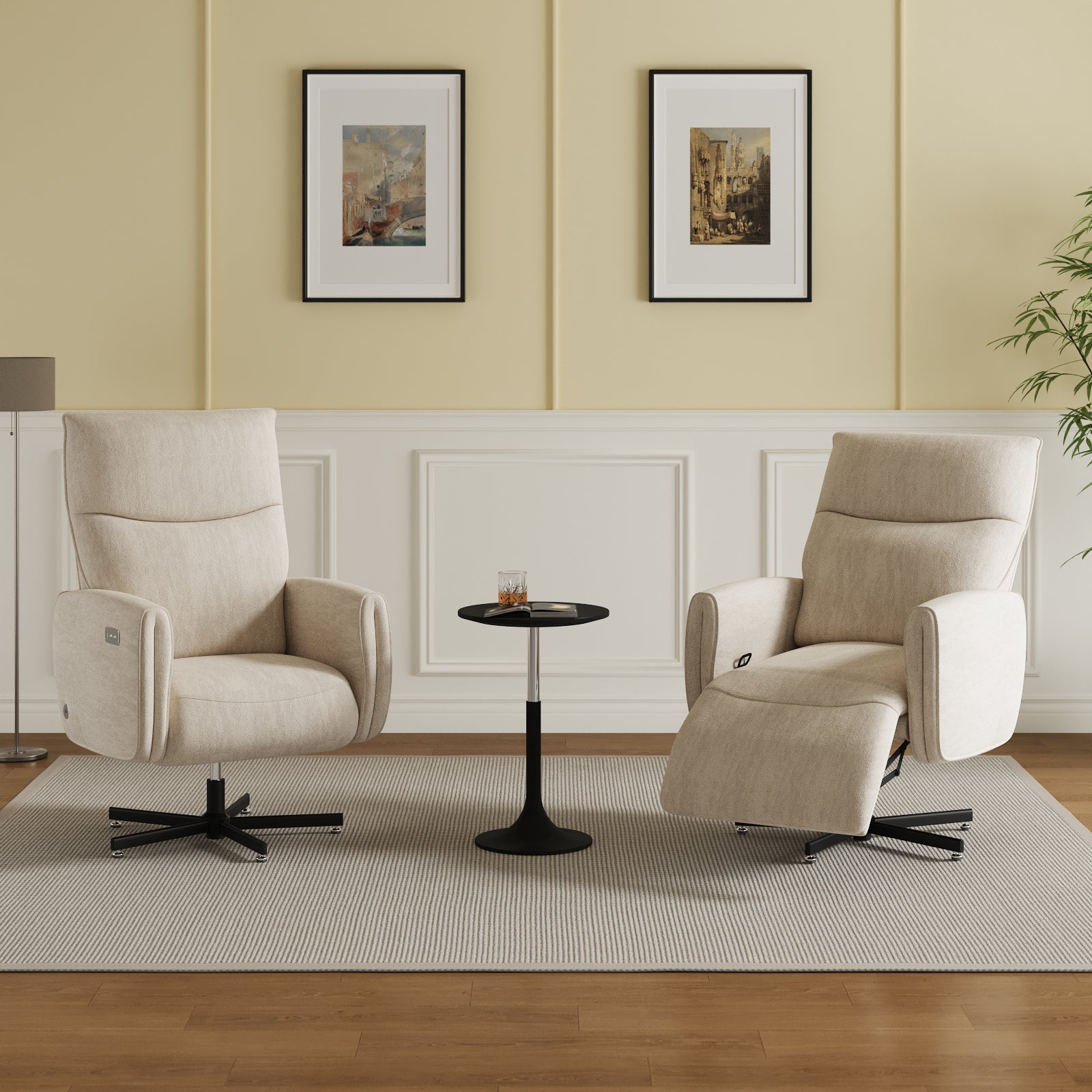 Power Swivel Recliner Chair, Electric Reclining with USB & Type-C Charging, 360° Swivel Velvet Upholstered Accent Chair, for 
