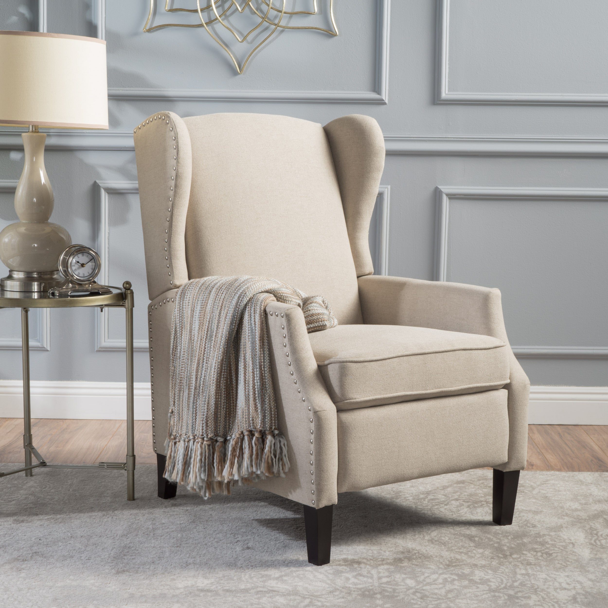 Westeros Wing Back Fabric Upholstered Recliner - Grand Goldman Shop