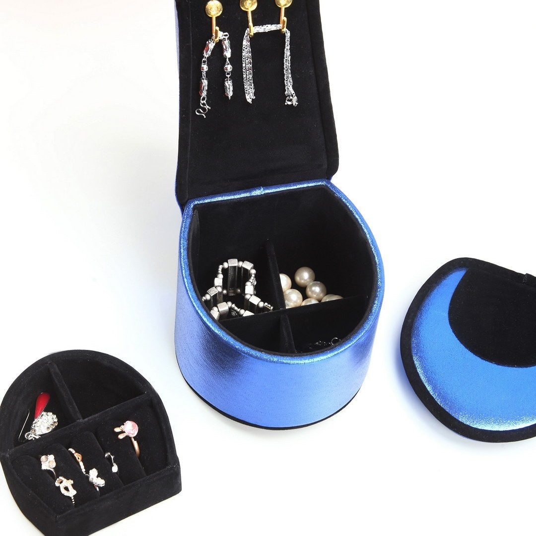 9' Tall Display Jewelry Box with Hooks, High Heel Shoe Design, Blue Velvet - Grand Goldman Shop