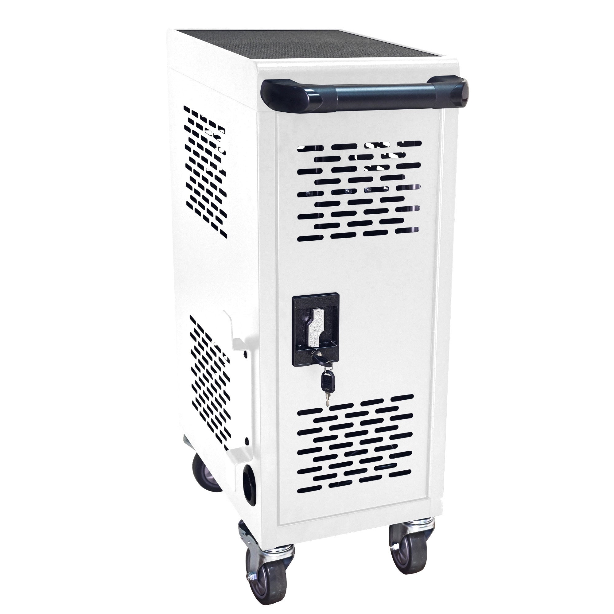 Stylish 16 Bay Mobile School Charging Cart Station for Chromebook, Tablet and Laptop Computer with Power Strip Included - Whi