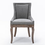 A&A Furniture Ultra Side Dining Chair with Thickened Fabric and Solid Wood Legs, Bronze Nail Head, Set of 2, Gray - Grand Goldman Shop