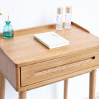 Solid Wood Oak Bistro Table Desk with Storage Drawer and Natural Finish, 60cm Width - Grand Goldman Shop