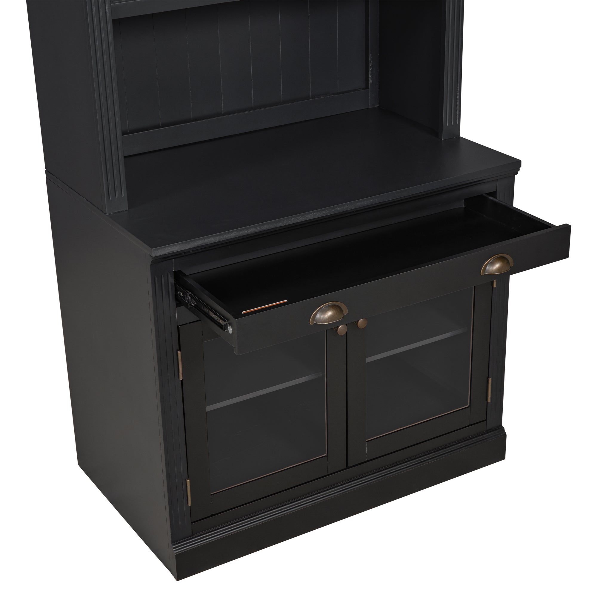 83.4'Tall Bookshelf with 3 pieces LED Lighting, Modern Bookcase with 2 Glass Doors and 1 Drawer,Storage Bookcase with Open Sh