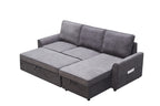 MGEA Modern modular L-shaped sofa bed with chaise longue, reversible sofa bed with pull-out bed and storage, 4-seat linen fabric convertible sofa for living room dark grey - Grand Goldman Shop