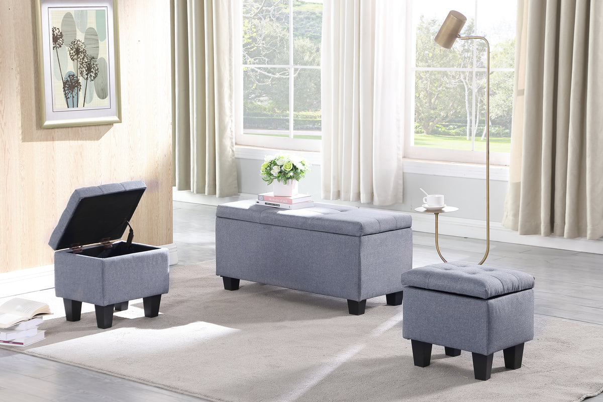 [VIDEO] Large Storage Ottoman Bench Set, 3 in 1 Combination Ottoman, Tufted Ottoman Linen Bench for Living Room, Entryway, Hallway, Bedroom Support 250lbs - Grand Goldman Shop