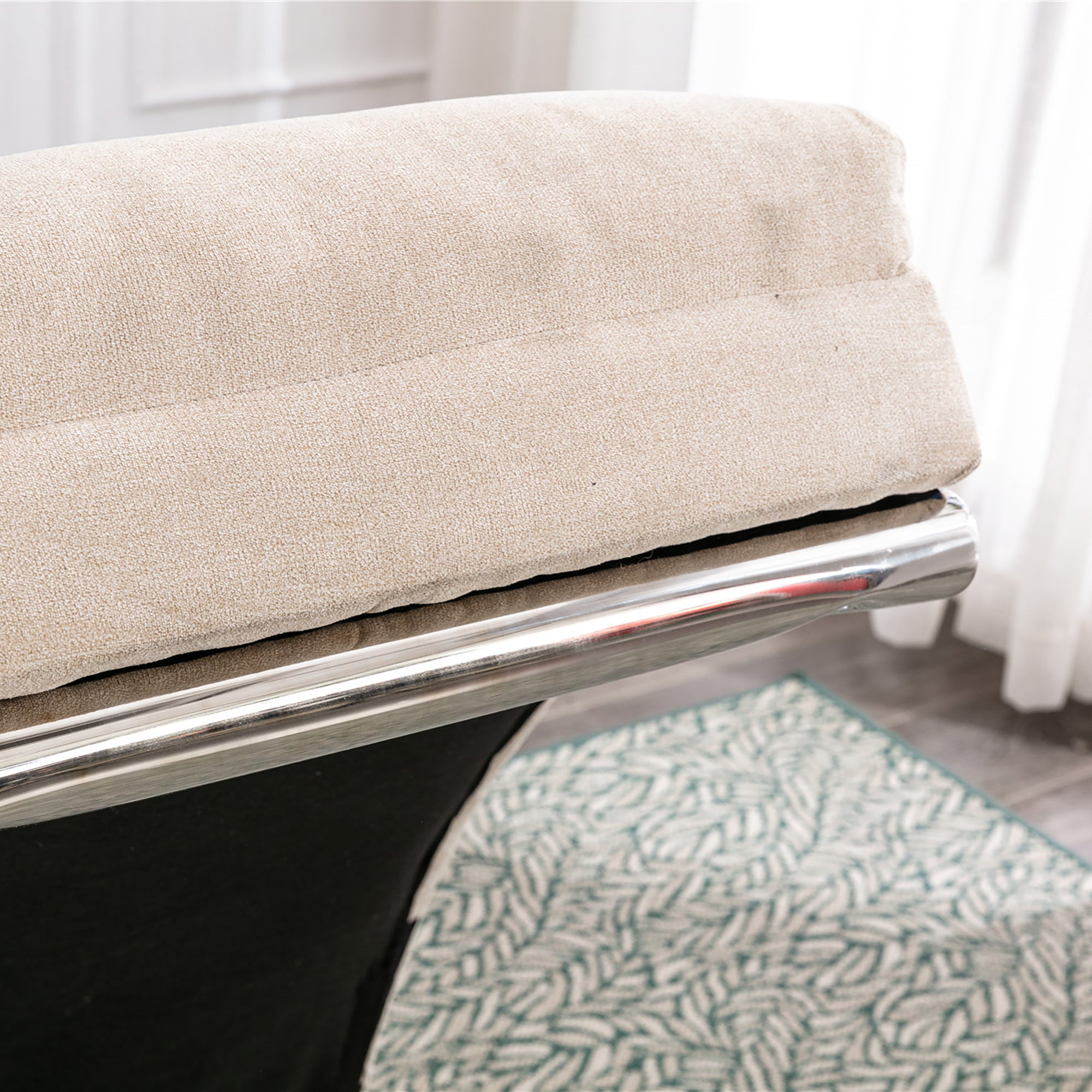Linen Massage Chaise Lounge Indoor with Remote Control, Ergonomic Electric Massage Lounger in Beige - Grand Goldman Shop