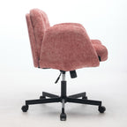Modern Chenille Swivel Office Chair, Height Adjustable Task Chair with Convertible Multi-Position Armrests, Comfy Double Cush