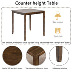 5 Piece Dining Table Set, Wooden Dining Square Table Set for 4, Counter Height Kitchen Table Set with Square Table and 4 Upholstered Chairs for Small Space, Walnut - Grand Goldman Shop