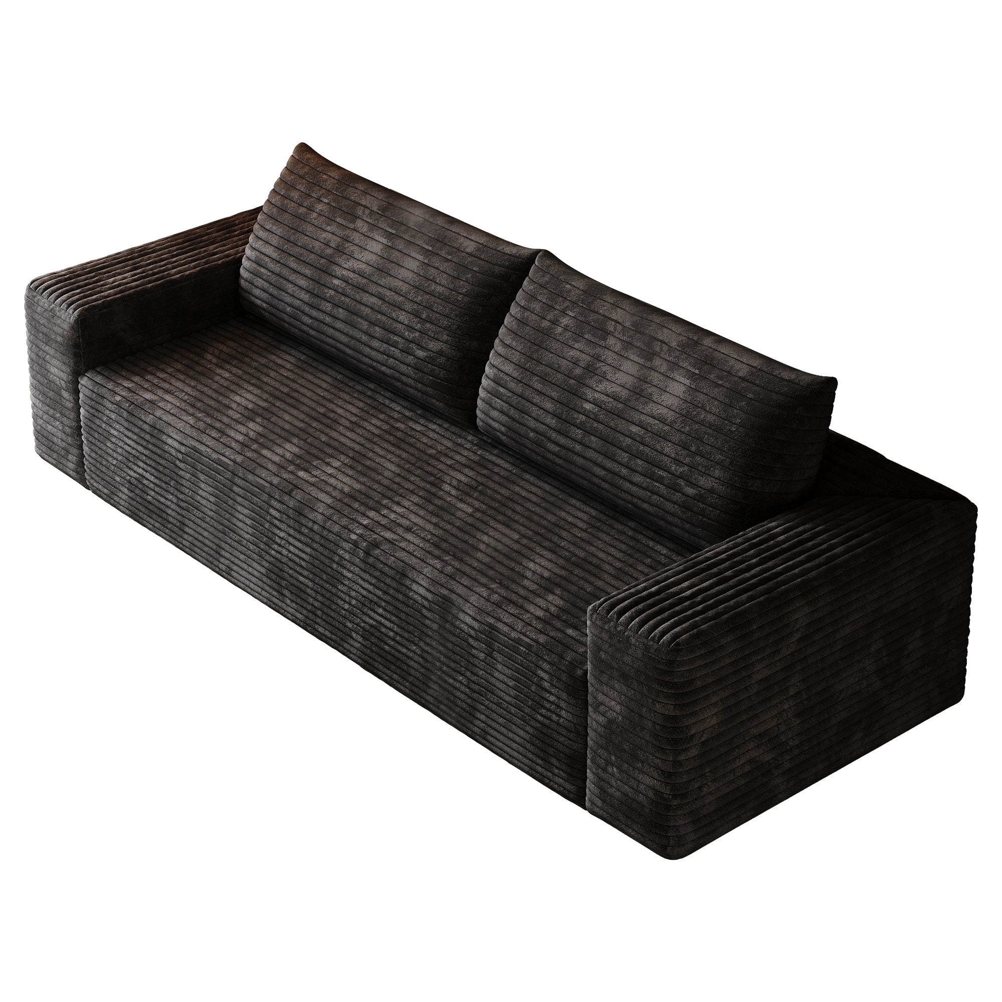 71' 3Setaser Sofa,Corduroy Fabric,Deep Seat Couches,Comfy Loveseat Sofa,No Assembly,1pcs for Living room, Bedroom,Conference room ,Apartment,Black - Grand Goldman Shop