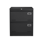 Modern Black Metal 2 Drawer Lateral File Cabinet with Lock for Home Office Use - Grand Goldman