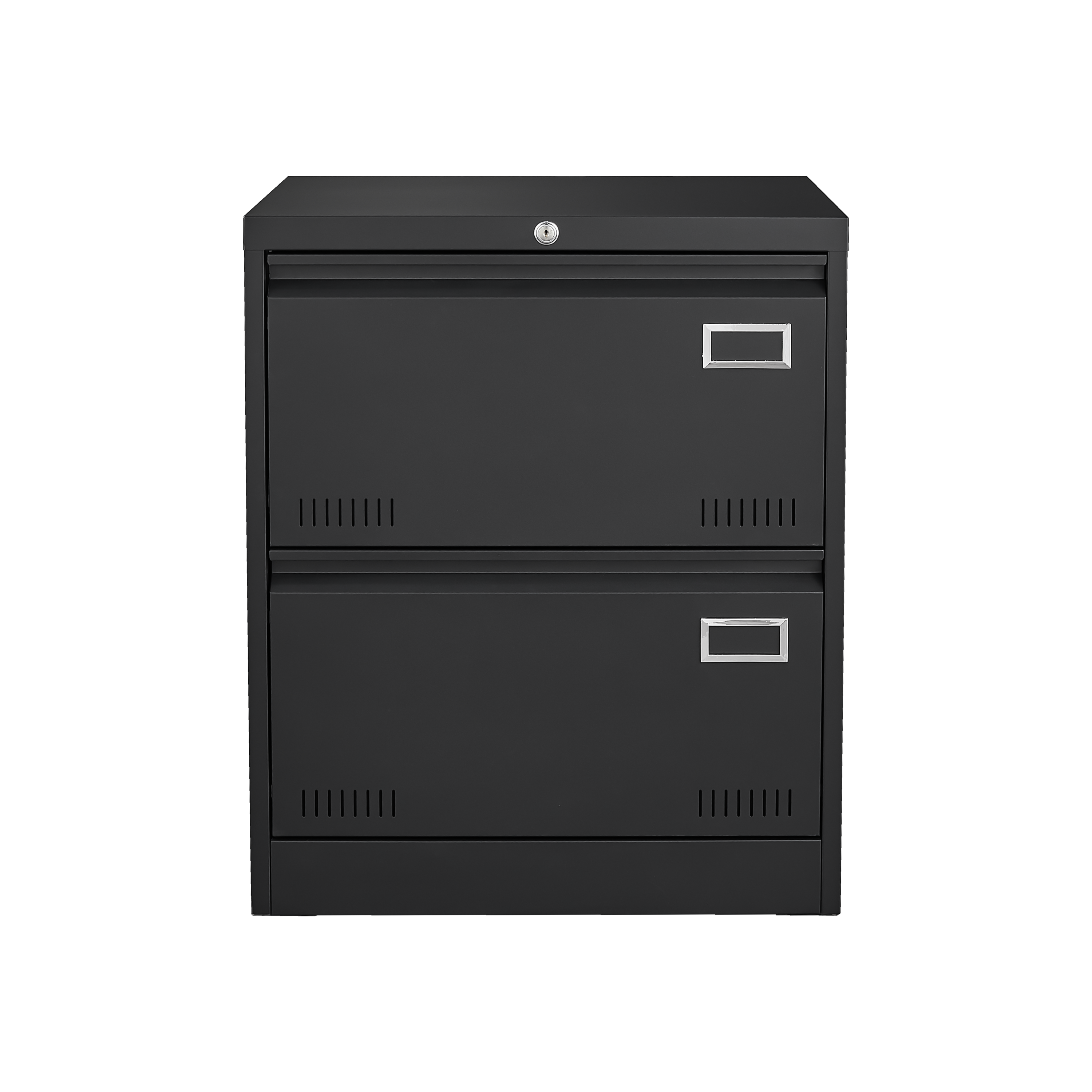 Modern Black Metal 2 Drawer Lateral File Cabinet with Lock for Home Office Use - Grand Goldman