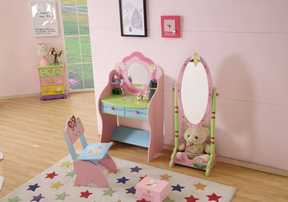 Kids Funnel Olivia the Fairy Girls Dressing Table with Chair | Premium Home Decor - Grand Goldman