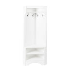 Minimalist Corner Hall Tree with Shoe Bench, Versatile Entryway Coat Rack with 4 Hooks, Corner Cabinet with Adjustable Shelf for Hallway, Living Room, White, 29.5''W*71.6''H (OLD SKU: N721P189665K) - Grand Goldman Shop