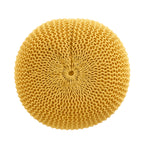Bordeaux Knitted Cotton Round Pouf, Yellow, Versatile Ottoman and Floor Cushion - Grand Goldman Shop