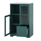 Modern MDF Painted Cabinet with Glass Doors and Drawer, Green, Bedroom Living Room Storage - Grand Goldman Shop