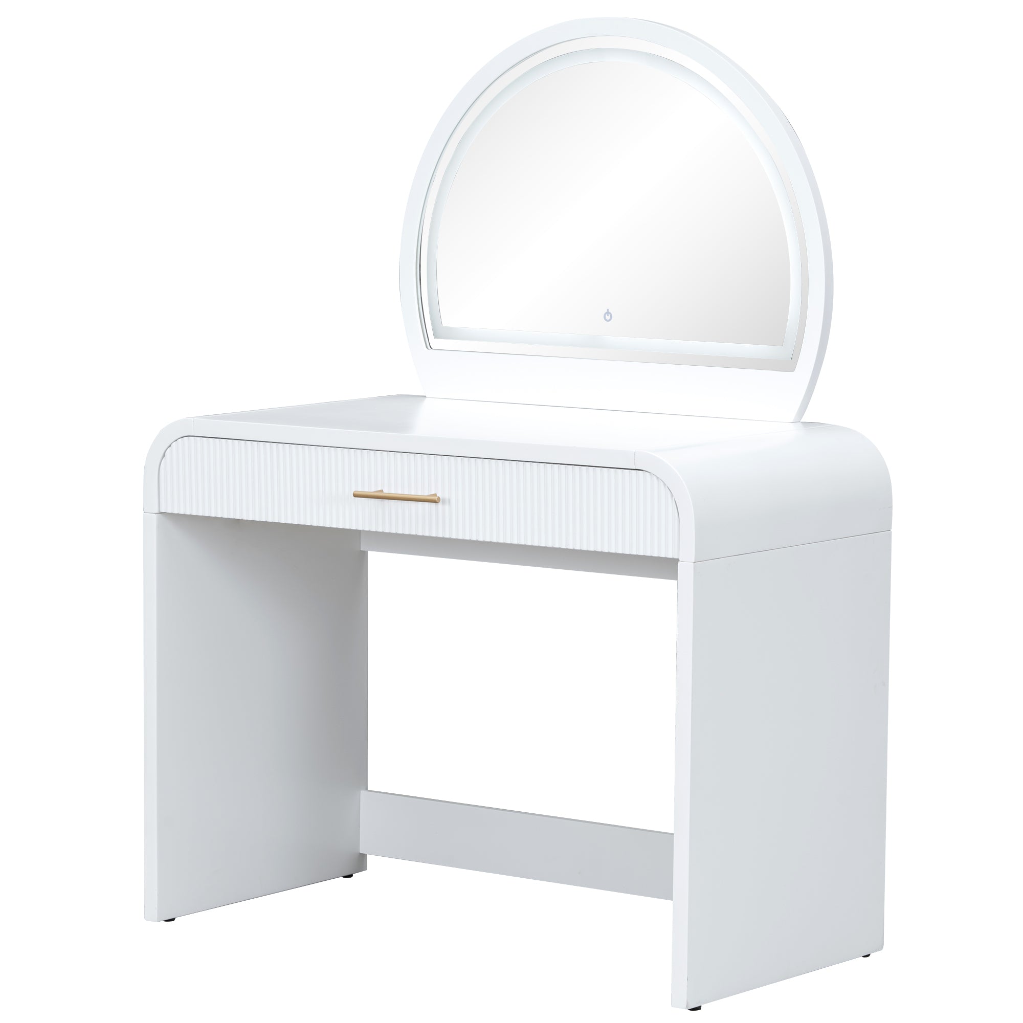 39' Makeup Vanity Table with Mirror Touch Screen Lighted Mirror, Dressing Table with Drawer for Bedroom, White - Grand Goldman Shop