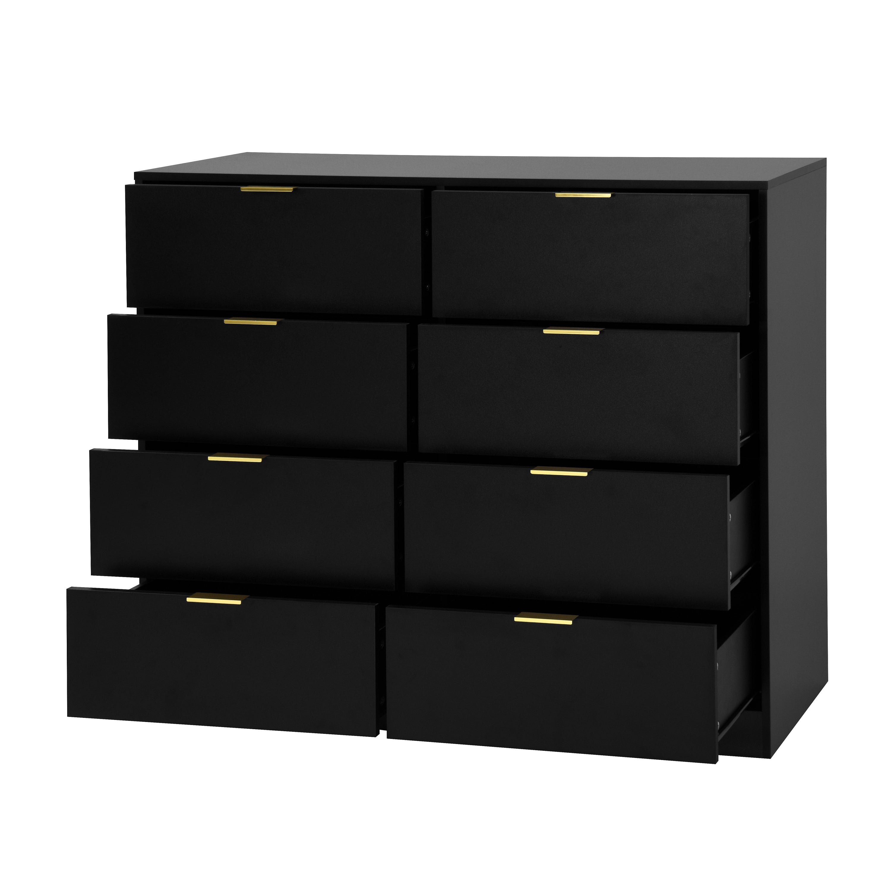 8 Drawers Dresser for Bedroom, Wood Bedroom Dresser Modern Drawer Chest, 8 Chest of Drawer, Tall Dresser for Closet, Dressers Organizer for Living Room, Closet, Hallway Black - Grand Goldman Shop