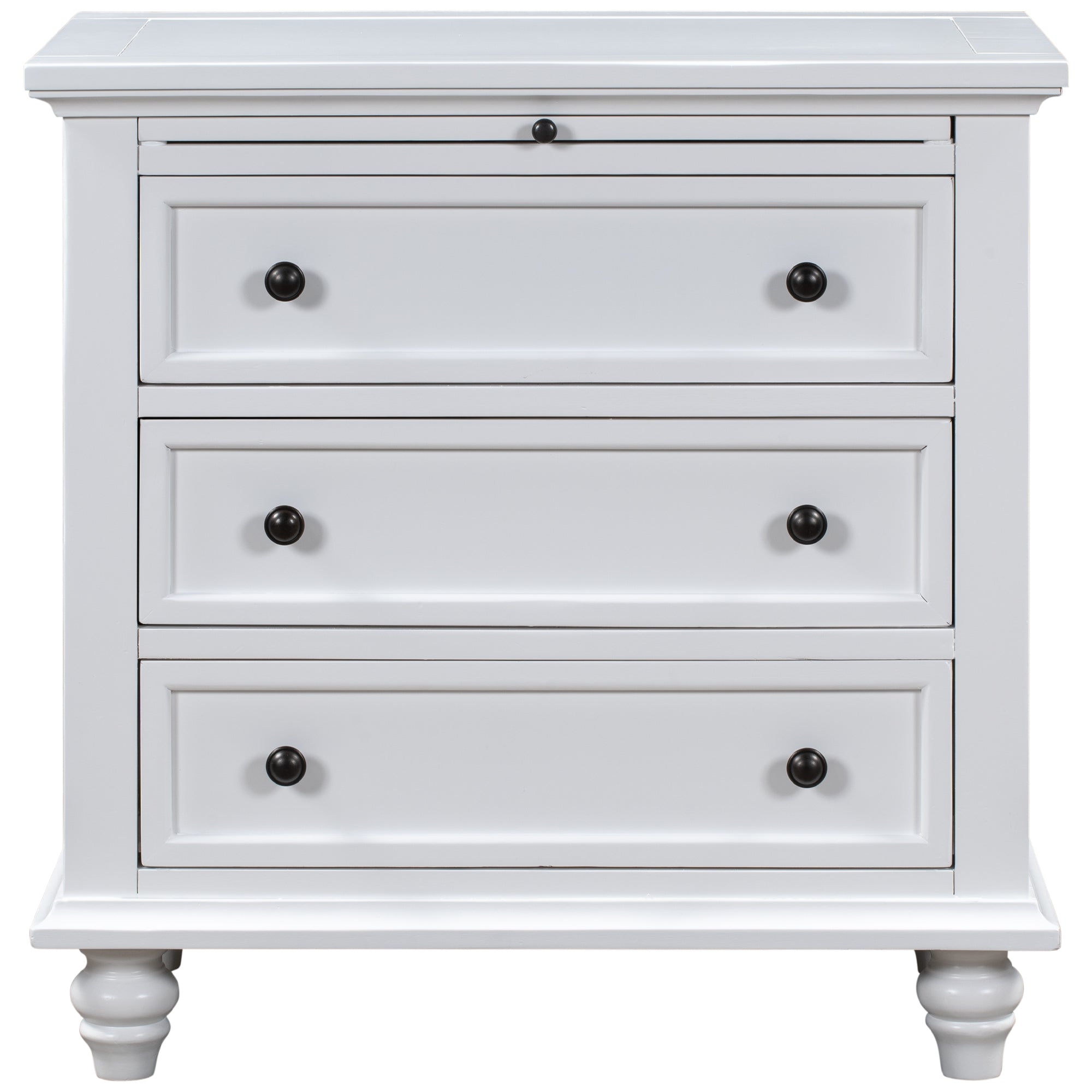 U_STYLE 27.6'' Painted Nightstand with pull-out tray, Fashion Bedside Cabinet with 3 Drawers, Minimalist Sofa Side Table with rubber legs and Metal handle for Bedroom Sofa Couch Office - Grand Goldman Shop