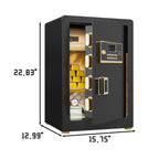 Solid Alloy Steel Digital Safe for Office Hotel Home, Black Metal Security Box with Keypad, Spare Key, LED Light, Mute Mode, 