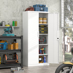 72-Inch 2-Door File Cabinet with Lock, 4 Adjustable Shelves, Heavy-Duty Steel Construction, White, Metal, for Commercial Offi