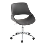 Contemporary Office Chair in Chrome Metal and Grey Faux Leather - Grand Goldman