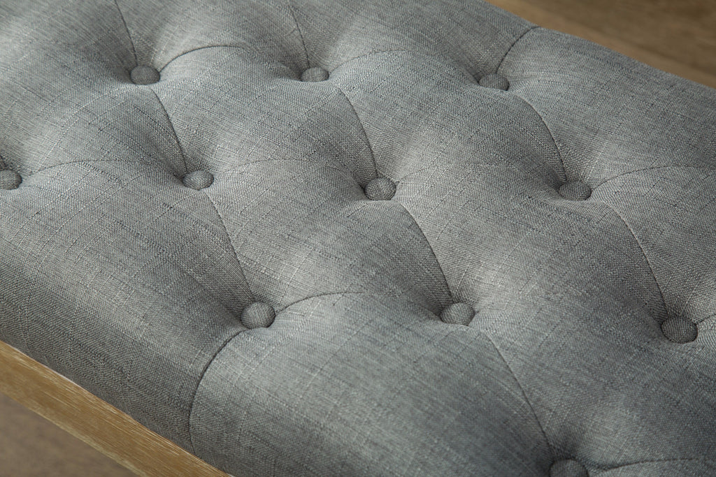 Habit Solid Wood Button Tufted Dining Bench, Grey - Grand Goldman Shop