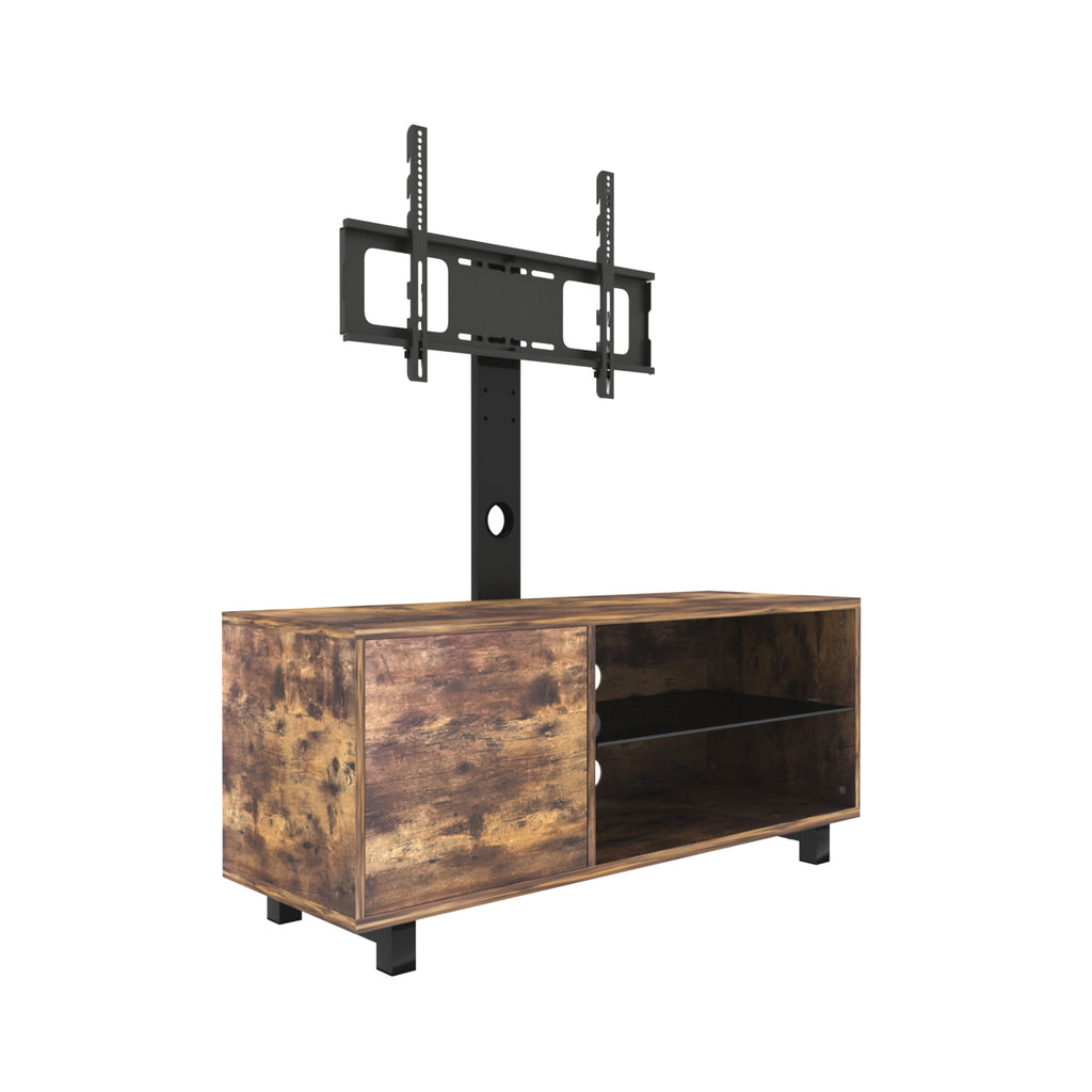 Rustic Brown TV Console with push-to-open Storage Cabinet for TV up to 65in Wood &glass TV Stand for Living Room Bedroom - Grand Goldman Shop