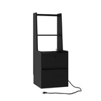 Nightstand with Charging Station, Smart Nightstand with Night Light, Modern Night Stand with Bookshelf, Bedside Tables with Storage Cabinet for Bedroom, Black - Grand Goldman Shop