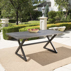 Rolando Outdoor Aluminum Dining Table with Steel Frame, Grey / Black - Grand Goldman Shop