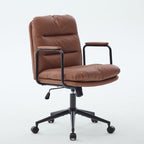 Office Chair,Mid Back Home Office Desk Task Chair with Wheels and Arms Ergonomic PU Leather Computer Rolling Swivel Chair wit