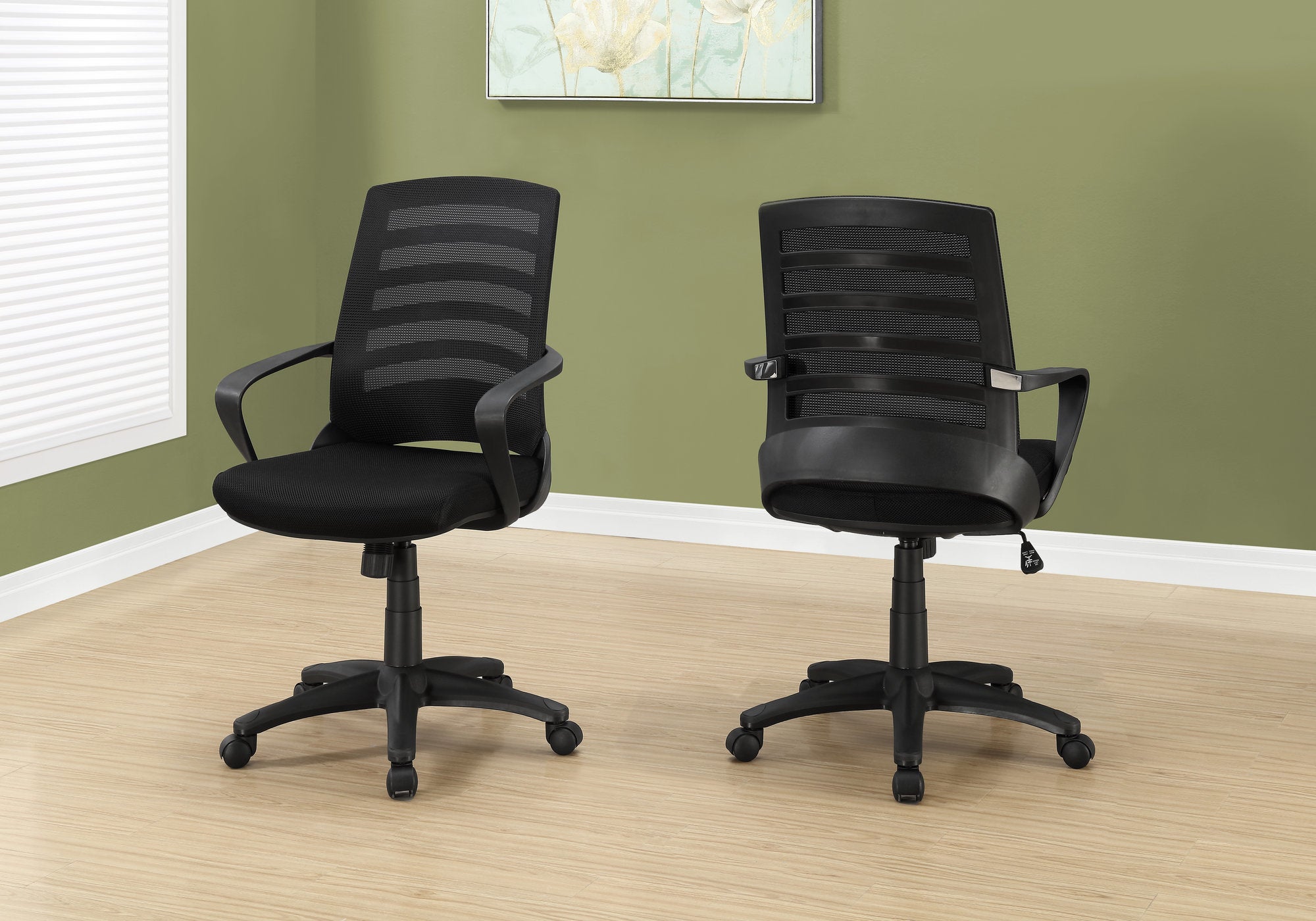 Office Chair, Adjustable Height, Swivel, Ergonomic, Armrests, Computer Desk, Work, Black Mesh, Black Metal, Contemporary, Mod