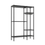 Heavy Duty Freestanding Clothes Rack, with 6 Adjustable Wire Shelves and 3 Garment Rails,Black Metal - Grand Goldman Shop