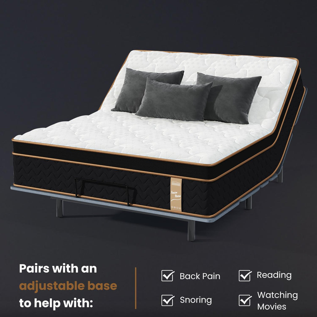 Queen Mattress, 10 Inch Plush Hybrid Mattress with Gel Memory Foam, Fiberglass-Free Mattress in a Box, Individual Pocket Spring-Motion Isolation-Edge Support, CertiPur-US Certified - Grand Goldman Shop