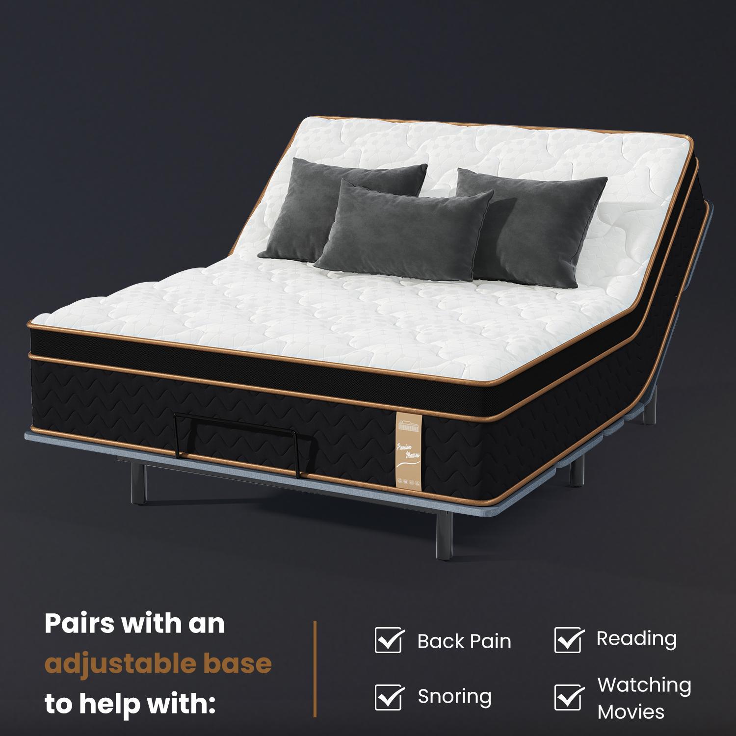 Twin Mattress, 10 Inch Plush Hybrid Mattresses with Gel Memory Foam, Fiberglass-Free Mattress in a Box, Individual Pocket Spring-Motion Isolation-Edge Support, CertiPUR-US Certified - Grand Goldman Shop