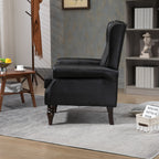 Modern Accent Armchair with Sturdy Wood Legs in Black PU Leather for Living Room or Bedroom - Grand Goldman Shop