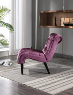 COOLMORE Modern Velvet Armless Accent Living Room Chair / Leisure Chair,Upholstered Fabric Button Comfortable Chair with Wooden Legs for Bedroom, Living Room, Office (Purple Velvet) - Grand Goldman Shop