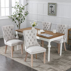 Nikki Collection Modern, High-end Tufted Solid Wood Contemporary Flax Upholstered Dining Chair with Wood Legs Nailhead Trim 2-Pcs Set,Gray, SW6801BG - Grand Goldman Shop