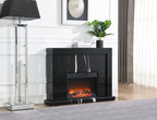 Drisana Black Mirrored Finish Fireplace - Grand Goldman Shop