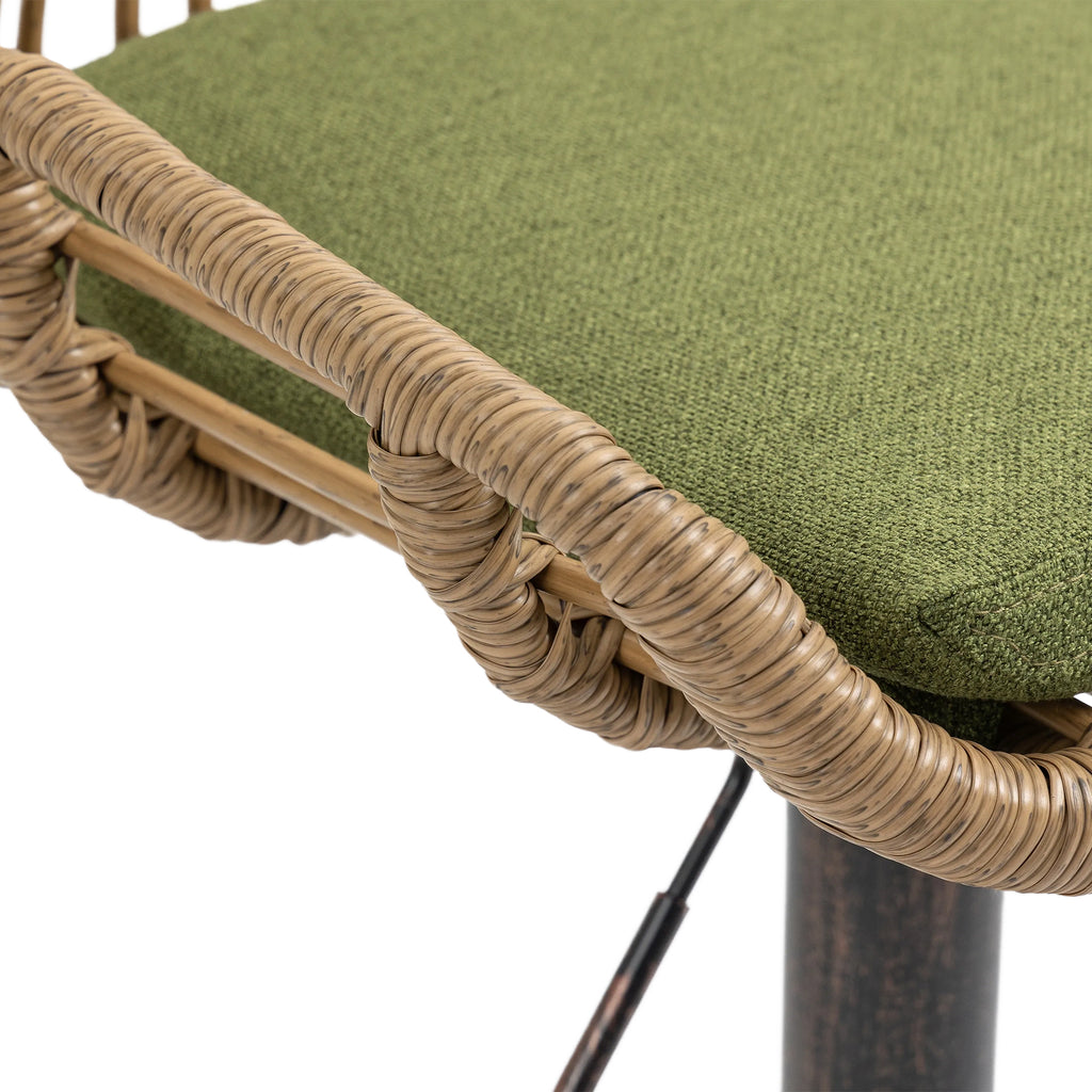 COOLMORE Modern Swivel Bar Stools Set of 2 with Adjustable Height and Footrest in Green Linen - Grand Goldman Shop