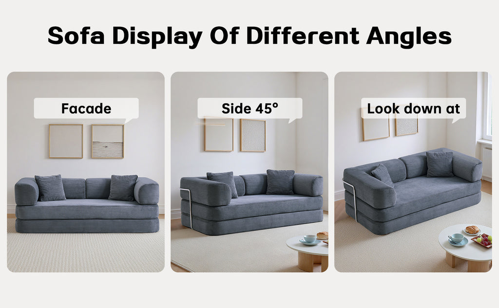 Floor Couch,Compressed Sofa,Convertible Floor Sofa Bed with Convertible Blanket Pillow,Enhanced frame stability,Comfy Couch Lounge Sleeper Bed,for Living Room Bedroom - Grand Goldman Shop