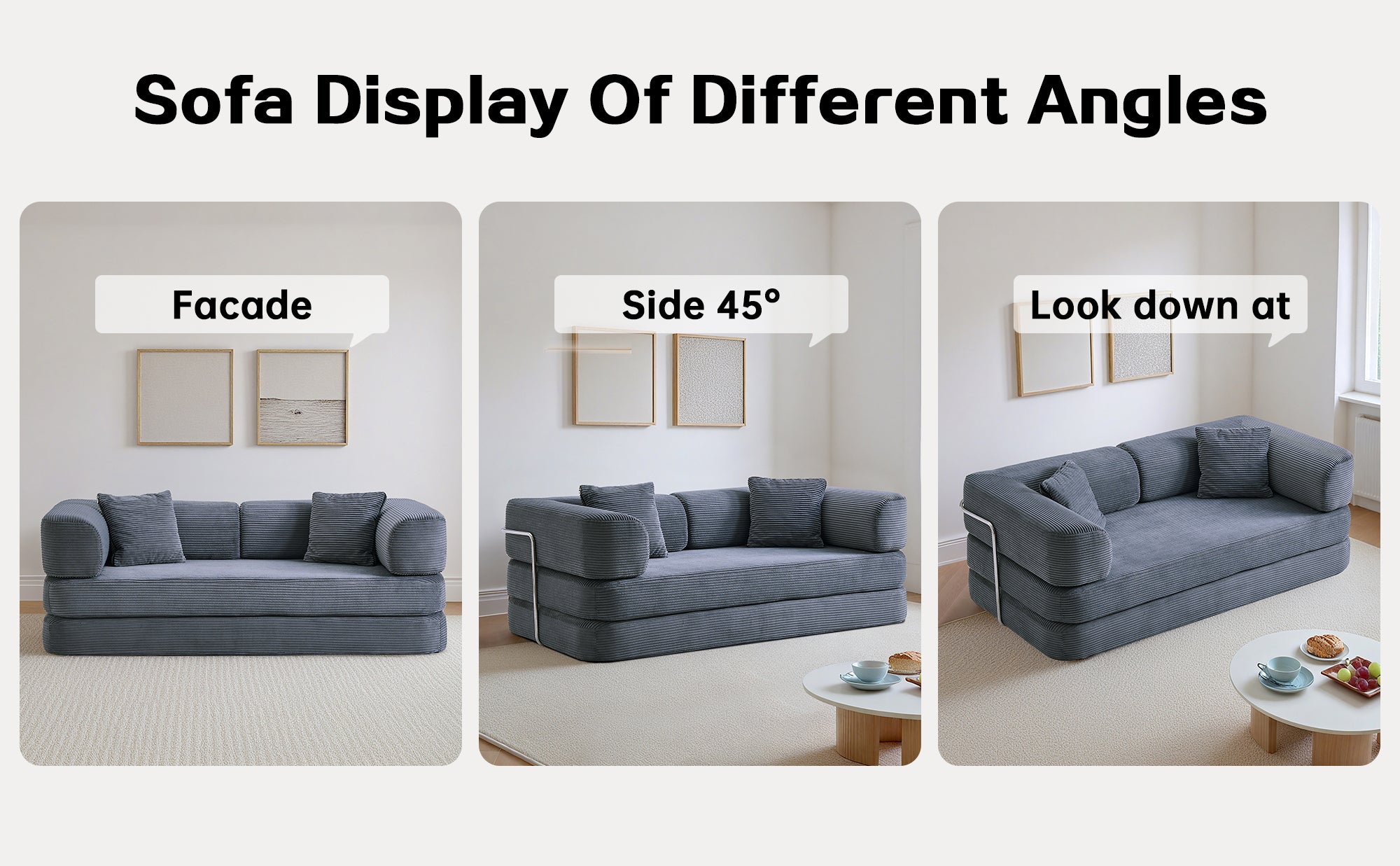 Floor Couch,Compressed Sofa,Convertible Floor Sofa Bed with Convertible Blanket Pillow,Enhanced frame stability,Comfy Couch Lounge Sleeper Bed,for Living Room Bedroom - Grand Goldman Shop