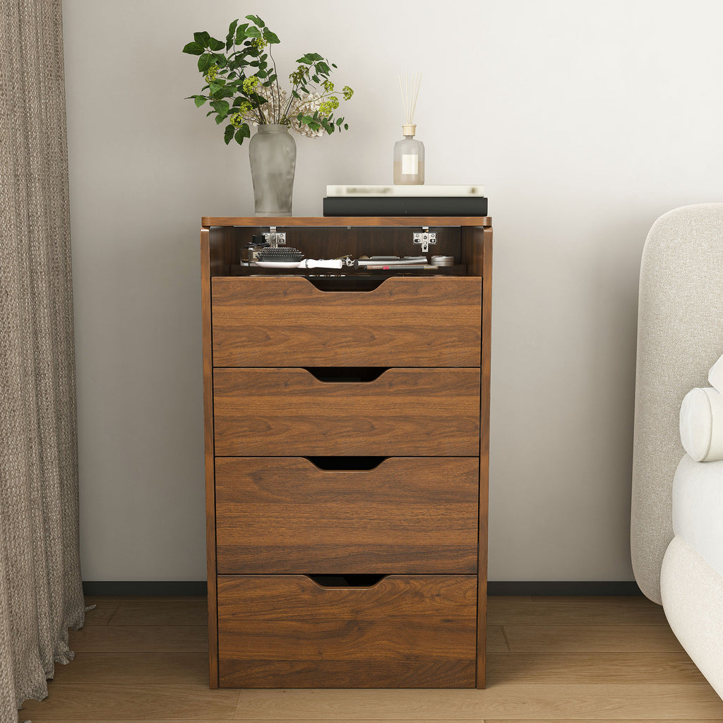 3-in-1 Vanity Desk with Lighted Mirror & Stool, Flip Top Makeup Dressing Table in Walnut Finish, Compact Storage for Bedroom or Bathroom - Grand Goldman Shop