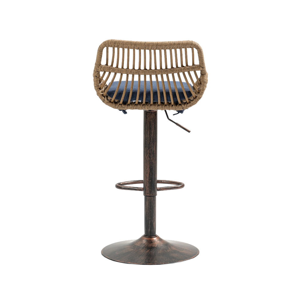 COOLMORE Modern Swivel Bar Stools Set of 2 Adjustable Counter Height Chairs with Footrest Blue Linen - Grand Goldman Shop