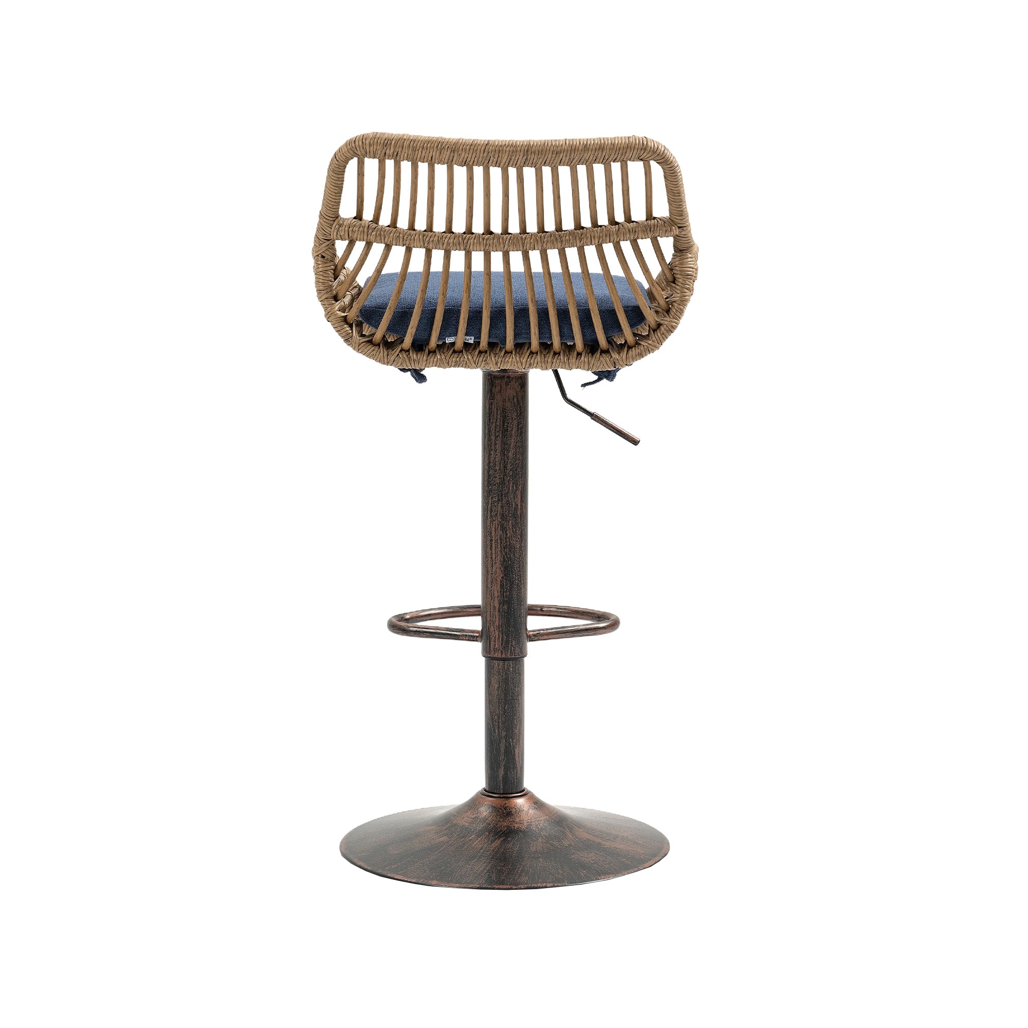 COOLMORE Modern Swivel Bar Stools Set of 2 Adjustable Counter Height Chairs with Footrest Blue Linen - Grand Goldman Shop