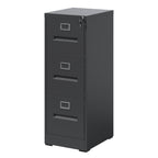 Premium Metal 3 Drawer File Cabinet with Lock for A4 Legal/Letter Size Storage, Black Steel, 15.16x17.72x40.39 inches | Premi