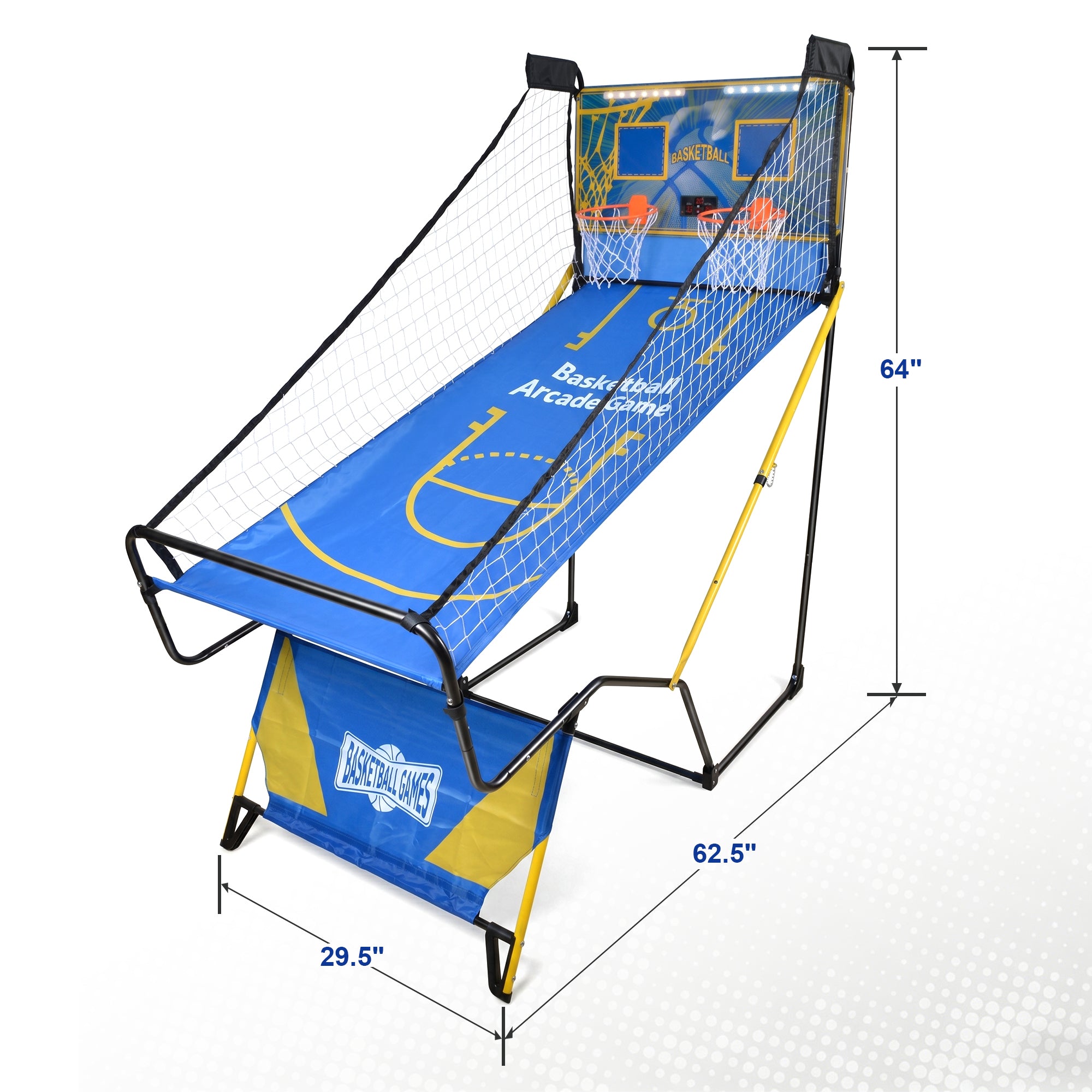 Dual Shot Foldable Basketball Arcade Game, LED Digital Scoreboard, 4 Balls & Pump, Indoor Family Entertainment Game | Premium