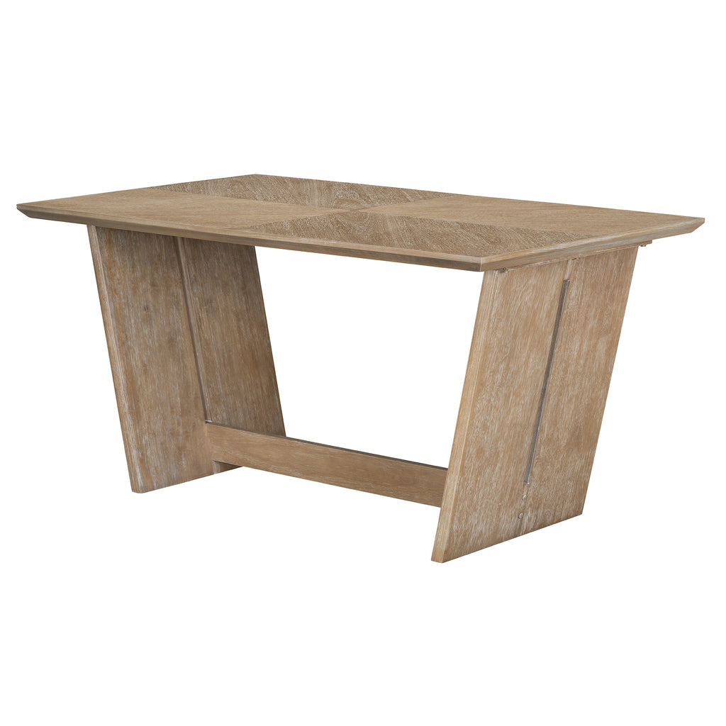 TREXM 6-Piece Retro Dining Table Set for 6, 60' Wood Kitchen Table and Chairs Set of 4 with Bench Designed Trestle Base for kitchen & Dining Room (Natural Wood Wash) - Grand Goldman Shop
