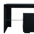 Modern Black TV Stand, 20 Colors LED TV Stand w/Remote Control Lights - Grand Goldman Shop